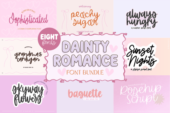 Dainty Romance Script Bundle: Elegant Fonts for Creative Designs